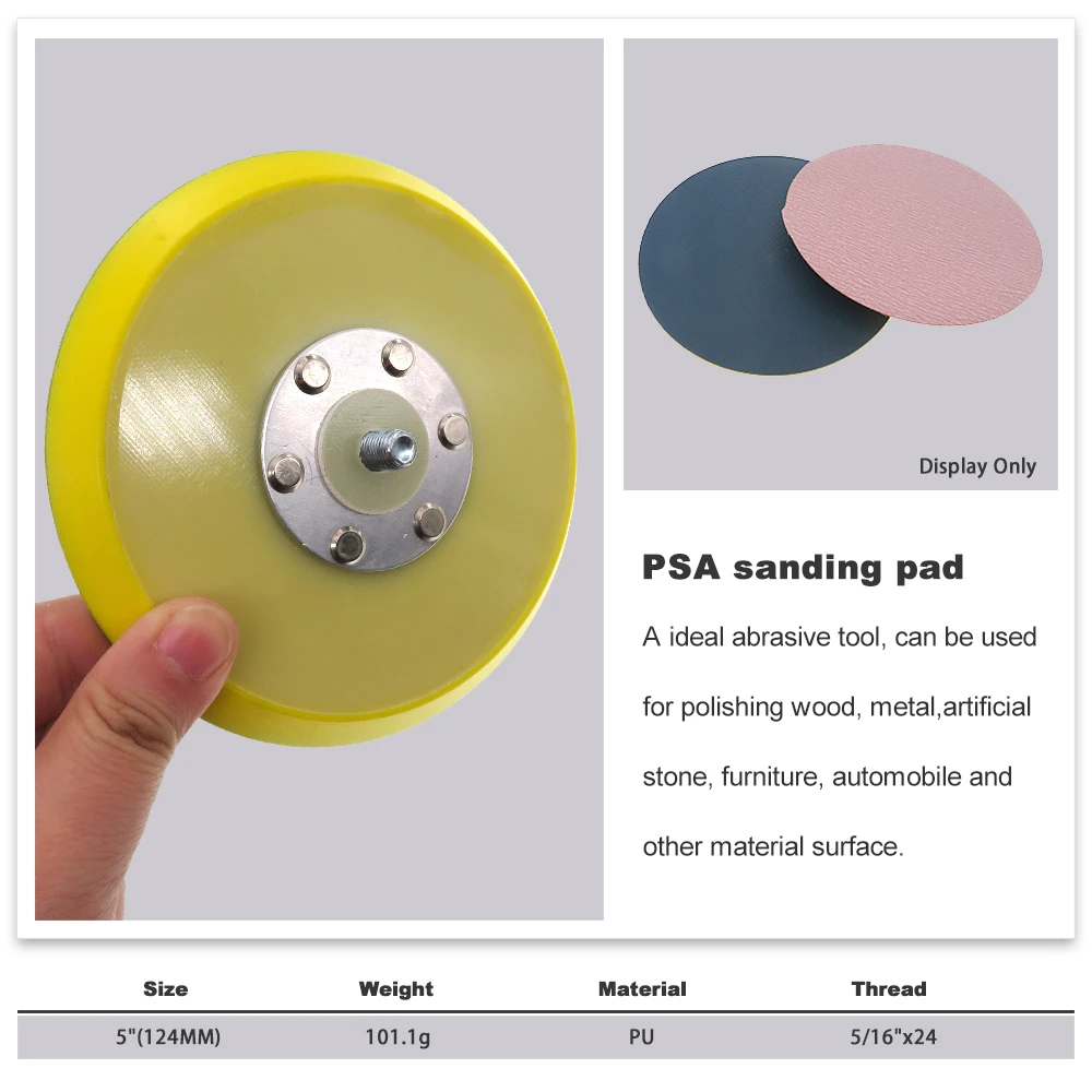 5Inch Vinyl PSA Backing Plate Pad 125mm for DA Air Sander Polisher for Self-Adhesive Stickyback Sandpaper Discs Auto Woodworking