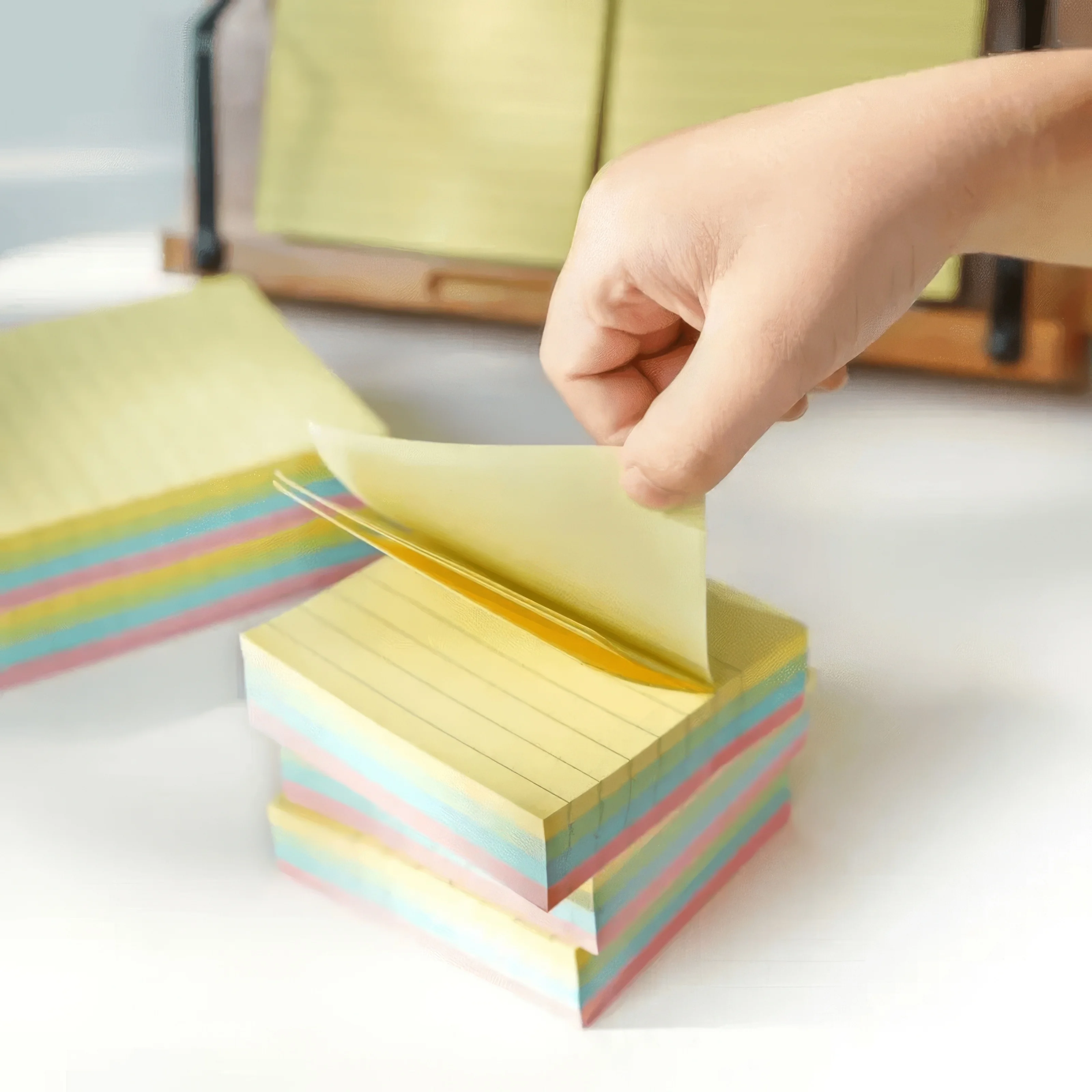 

Pastel Lined Sticky Pads Set - Smooth Writing Surface, Tear‑Resistant Edge, Repositionable Adhesive, Removable Notes, Planner .