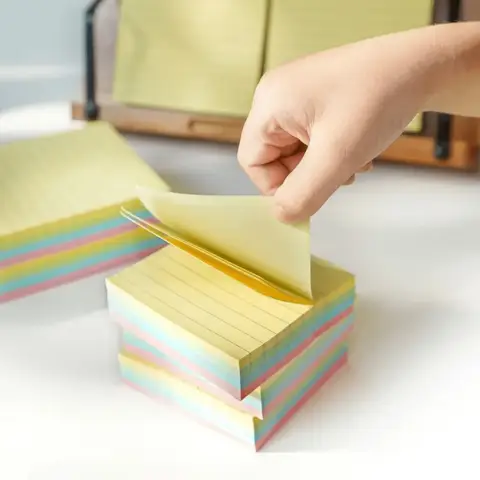 Pastel Lined Sticky Pads Set - Smooth Writing Surface, Tear‑Resistant Edge, Repositionable Adhesive, Removable Notes, Planner .