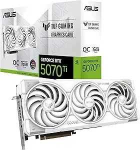ASUS TUF Gaming GeForce RTX ™ بطاقة رسومات الألعاب 5070 Ti 16GB GDDR7 White OC Edition (PCIe ® 5.0، HDMI ® /DP 2.1، 3.125-فتحة، مي #1