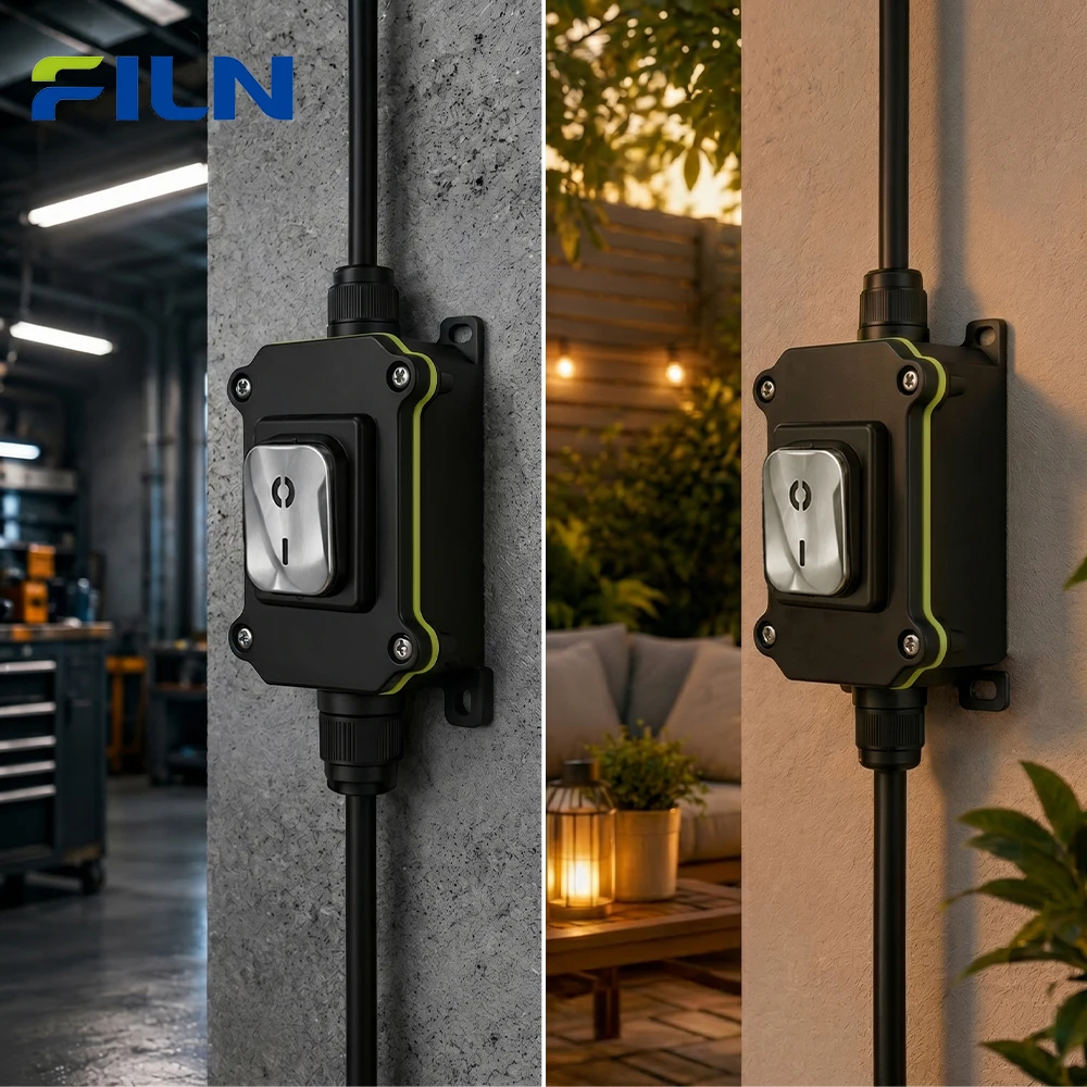 FILN Wasserdichte Edelstahl-Panel LED-Wippschalterbox 30A Flammhemmend für Außenbereich 12V-24V 110V-220V – Detail 7