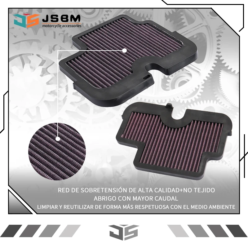 JSBM Motorcycle Washable Air Filter Intake Cleaner For KAWASAKI ER-6N ER6N ER6F ER650 EX650 Ninja 650R KLE650 Versys 2008 2011