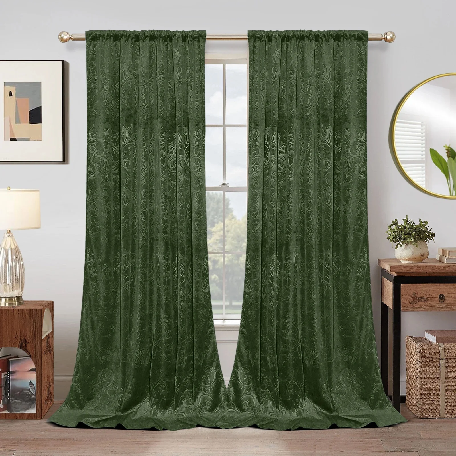 2-panelen fluwelen verduisteringsgordijnen voor slaapkamer woonkamer kerstgordijnen staafzak zachte thermisch geïsoleerde raamgordijnen - afbeelding 2
