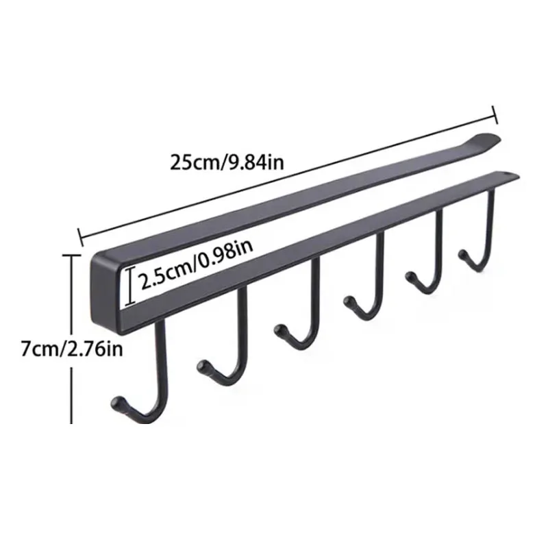 다기능 주방 캐비닛 보관 랙, 블랙 화이트 후크 보관 랙, 6 후크 다리미 컵 거치대