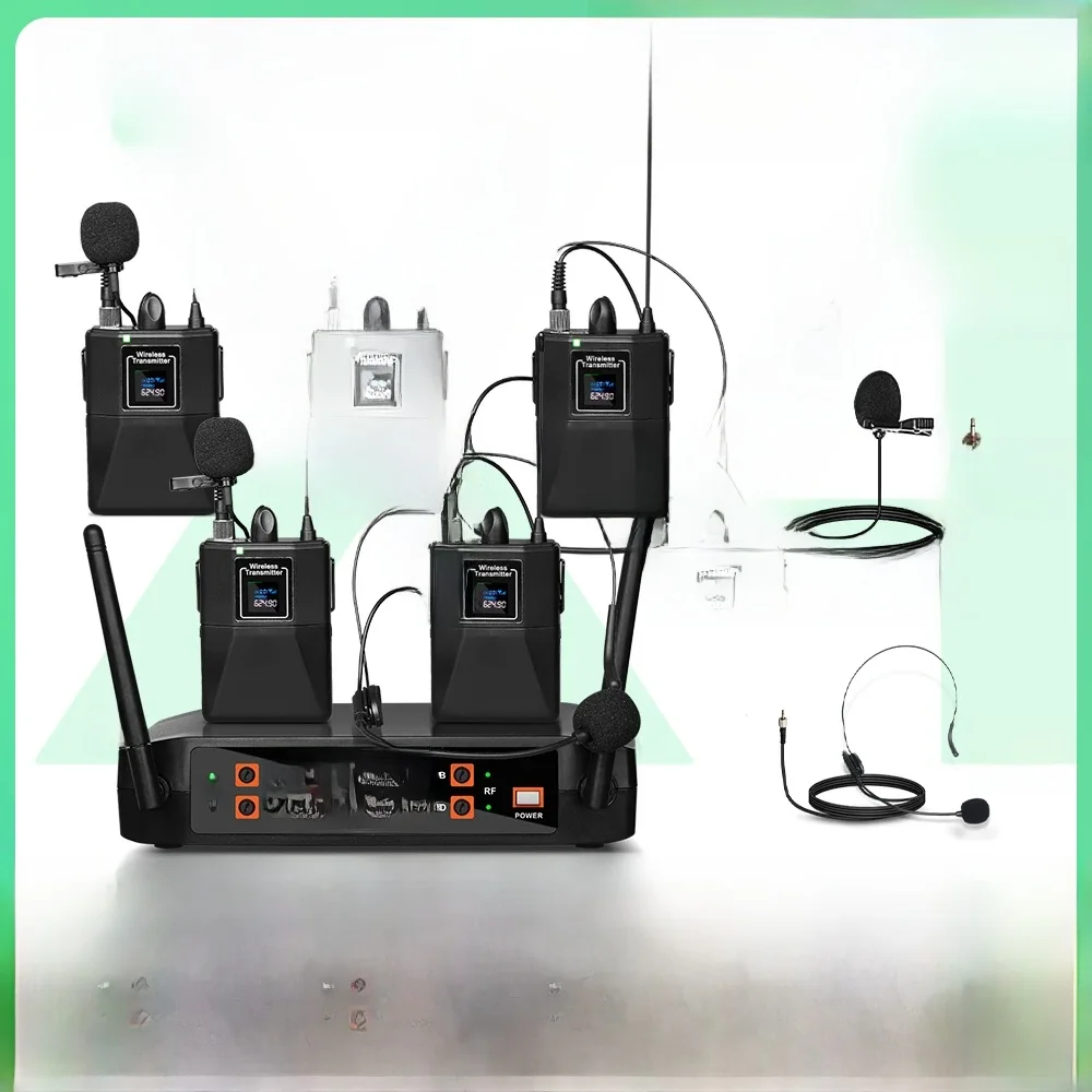 Other Microphone Lavalier sans fil 4 canaux, casque, Microphone Depusheng X4-CLIP VHF, ensemble sans fil fixe double fréquence pour spectacle sur scène 3