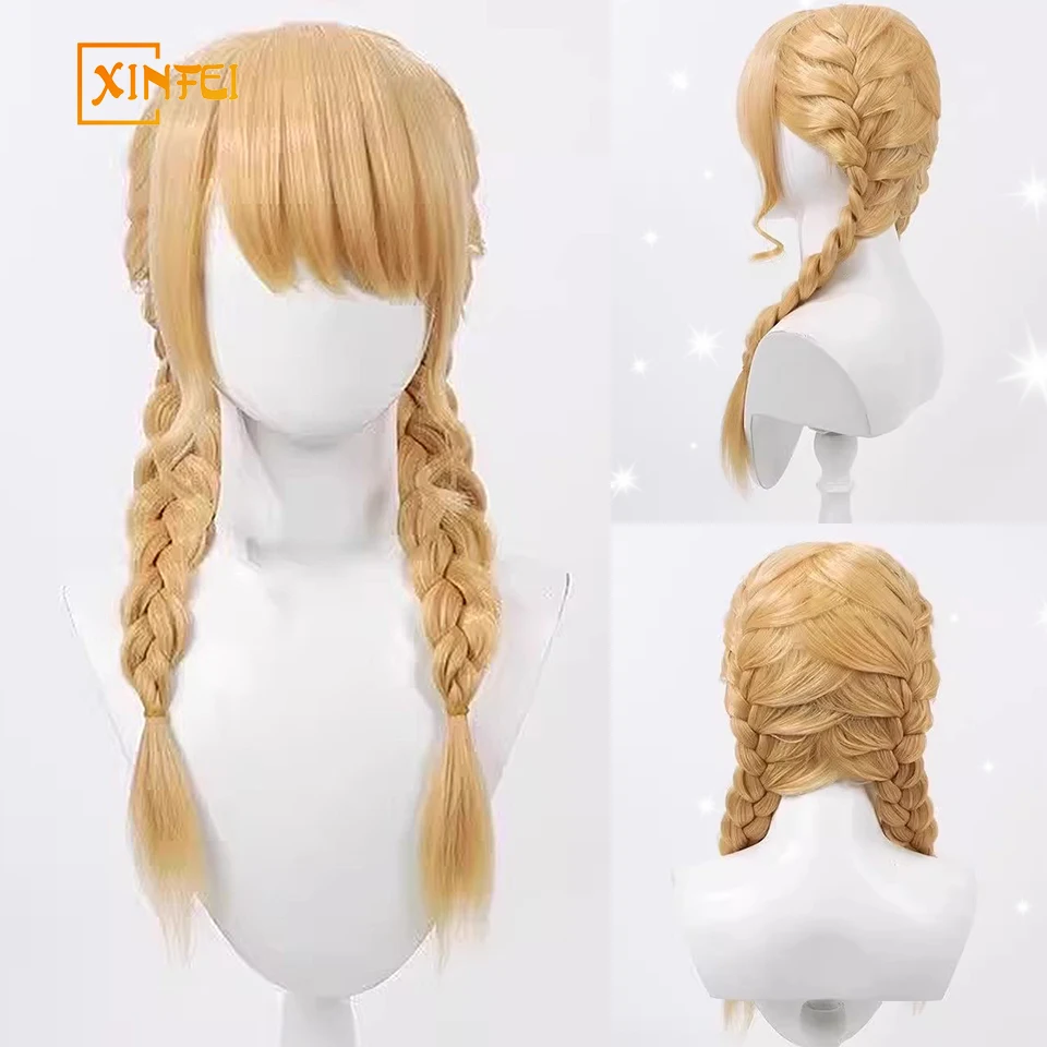 XINFEI Synthetic Hair Fujita Kotone Cosplay Wigs Gakuen Idolmaster Fujita Kotone   Blonde Braided Long Wig Heat Resistant