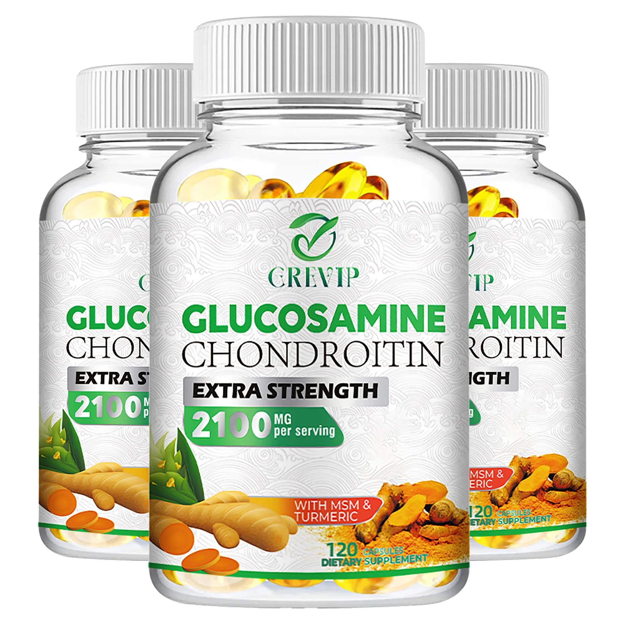 Glucosamine Chondroitin Supplement - MSM, Quercetin, Comfort, Strength, Flexibility and Bones Support - 120 Capsules