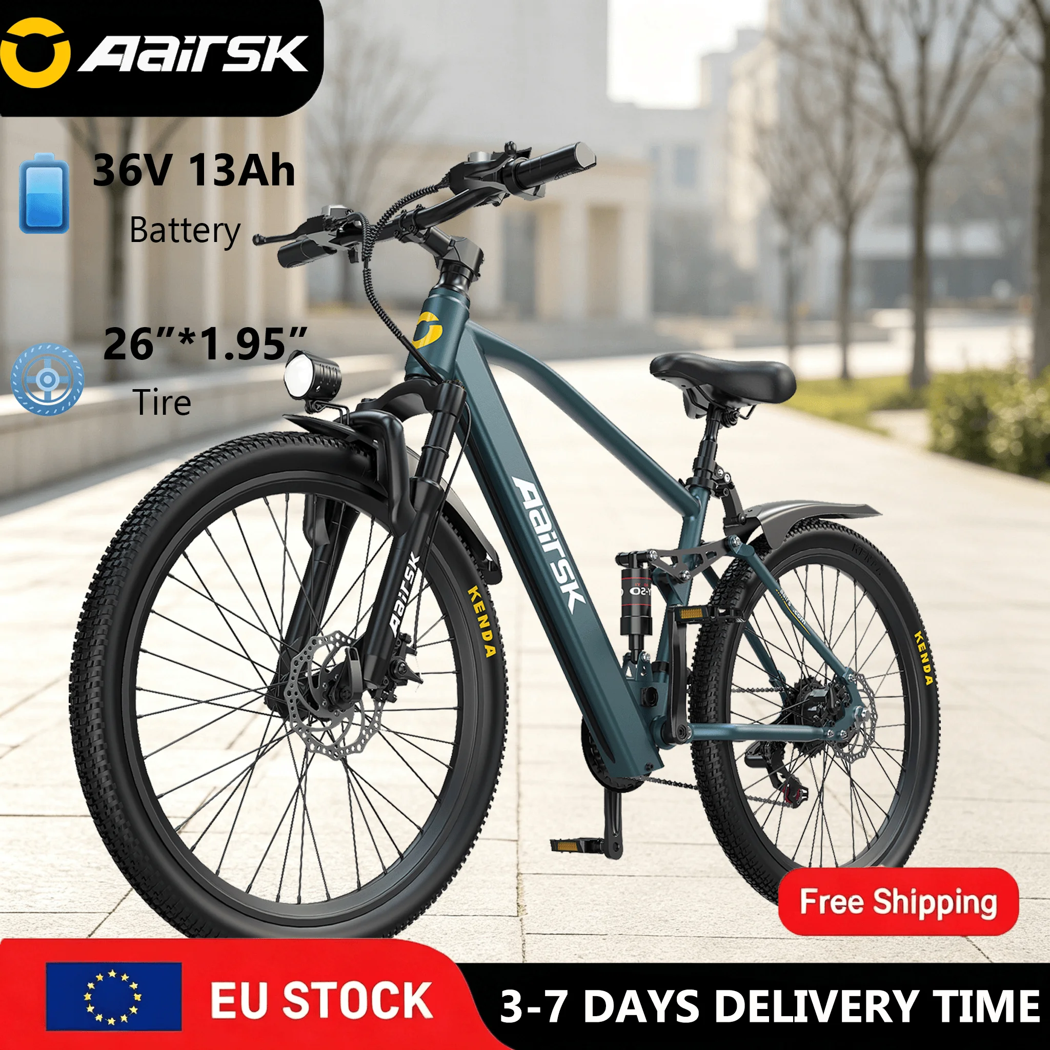 Aairsk GT900 Elektrofahrrad, 26-Zoll-Räder, Top-Step-Rahmen, 250W-Motor, 36V-13Ah-Akku, 21 Gänge