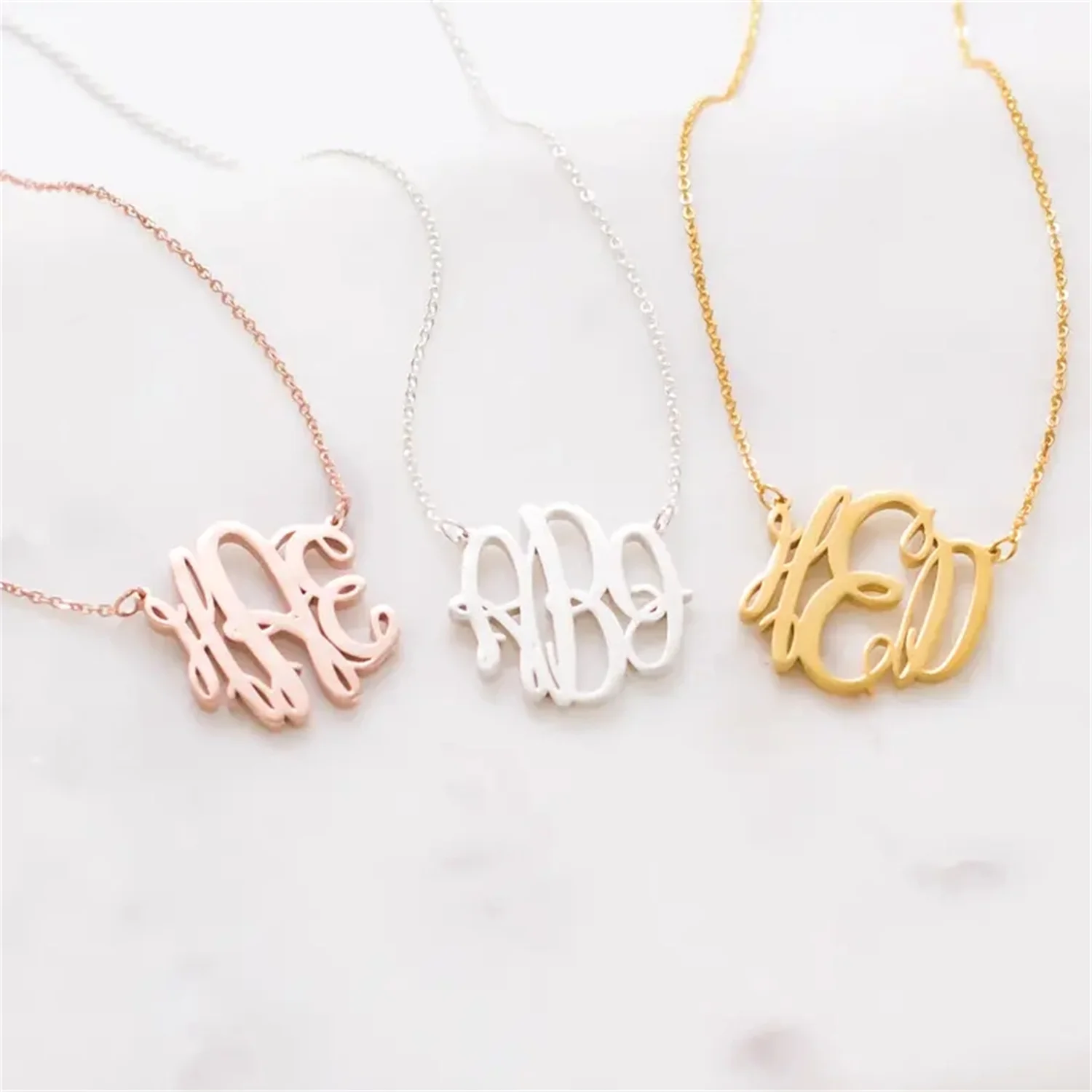 

Personalized Initials Necklace Customized Gold Monogram Pendant Custom Minimalist Stainless Steel Jewelry Wedding Gift ForFemale