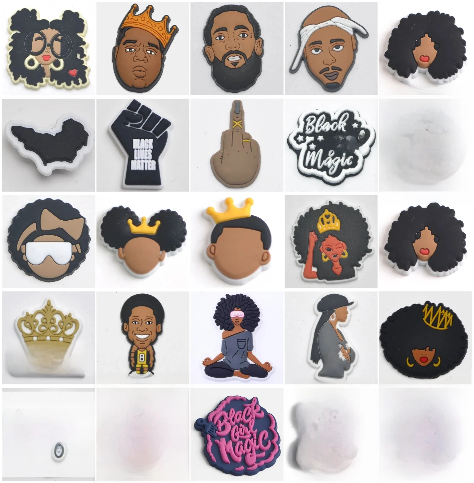 Breloques de chaussures Black Lives Matter, Portraits de dessin animé en PVC, accessoires de chaussures pour garçons et filles, cadeaux pour adultes