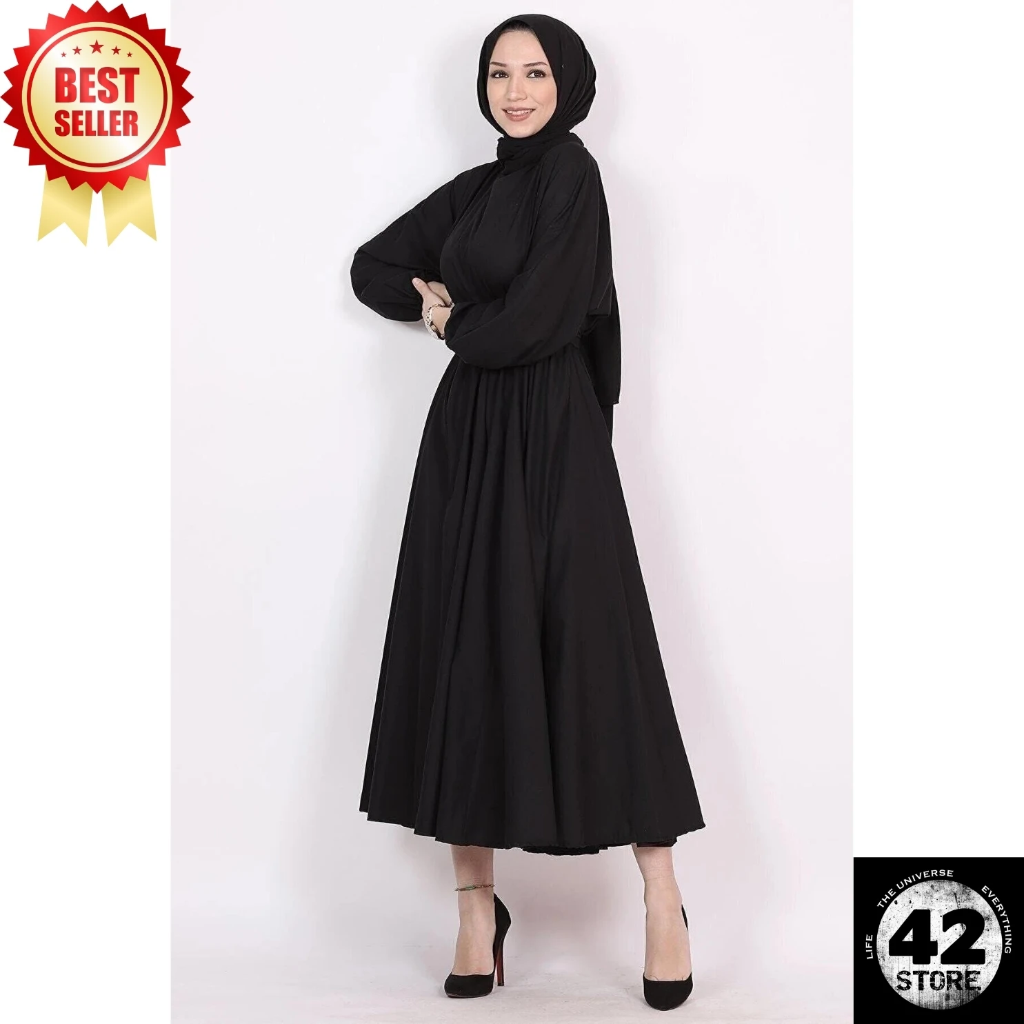 Seasonal Black Hijab Dress