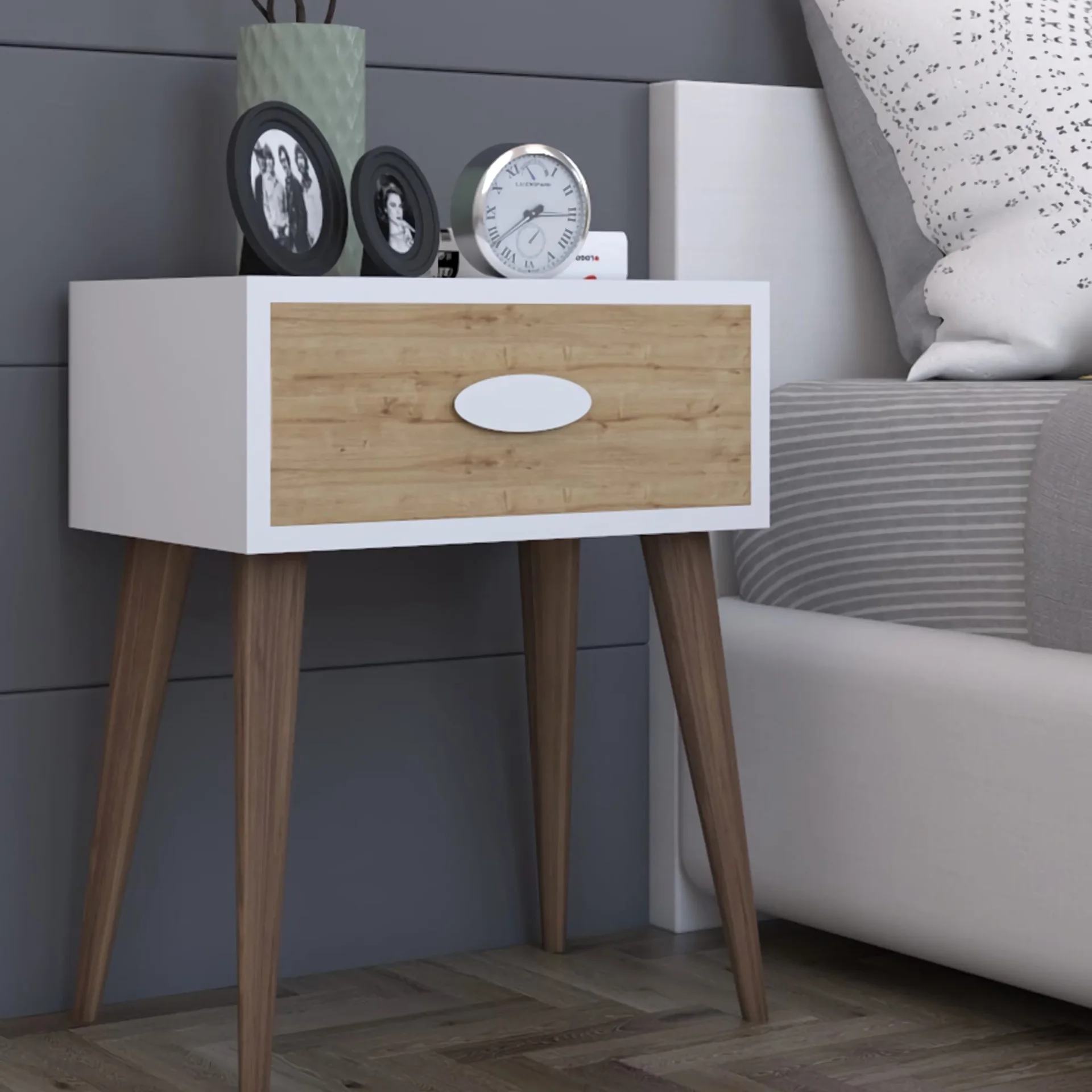 Remaks Komot Trend Drawers Commode 18 mm Melamine Faced Chipboard Stylish and Modern Bedroom Bedside Table