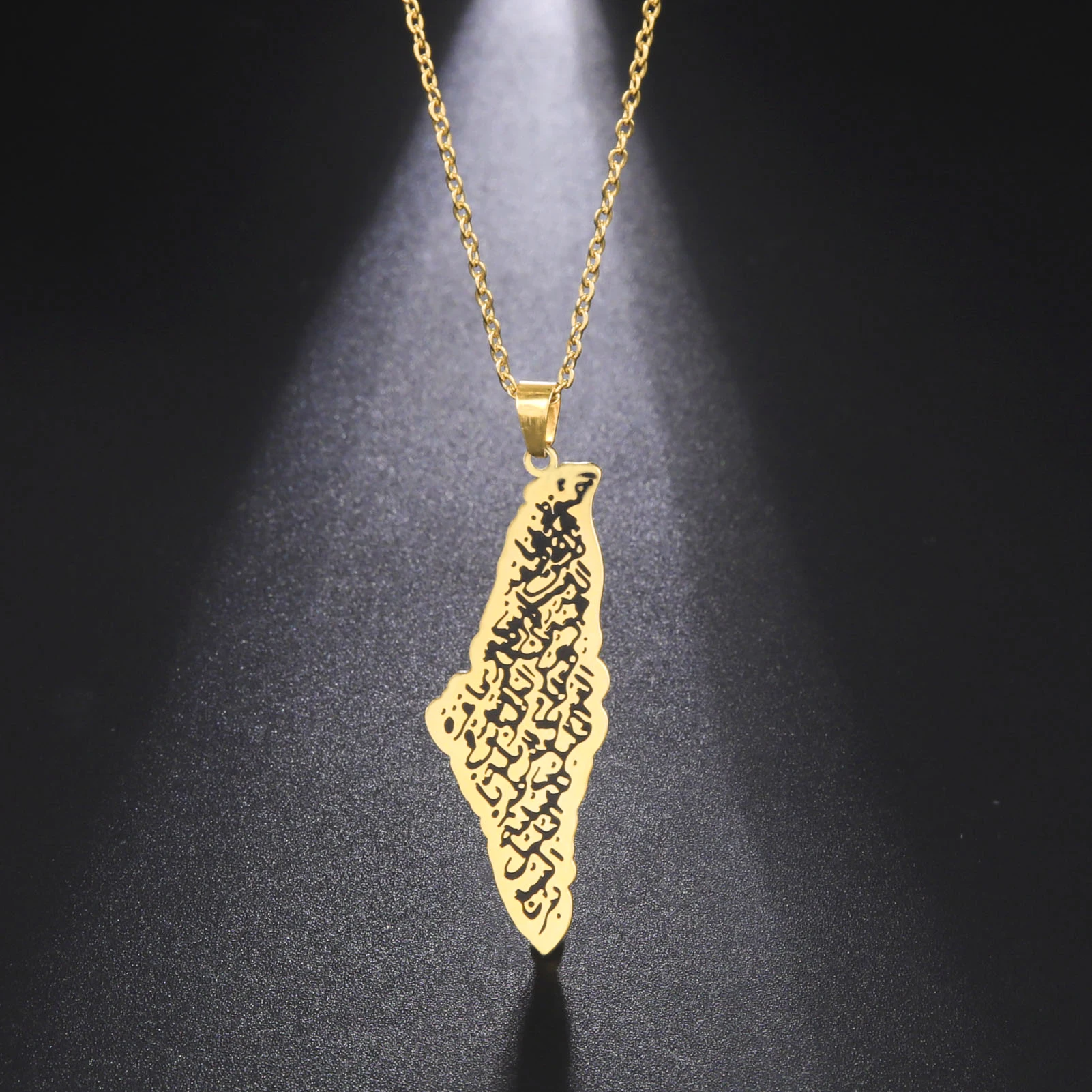 LIKGREAT Israel Palestine Map Pendant Necklace For Women Men Stainless Steel Country Geograph Chain Necklaces Jewelry Gifts
