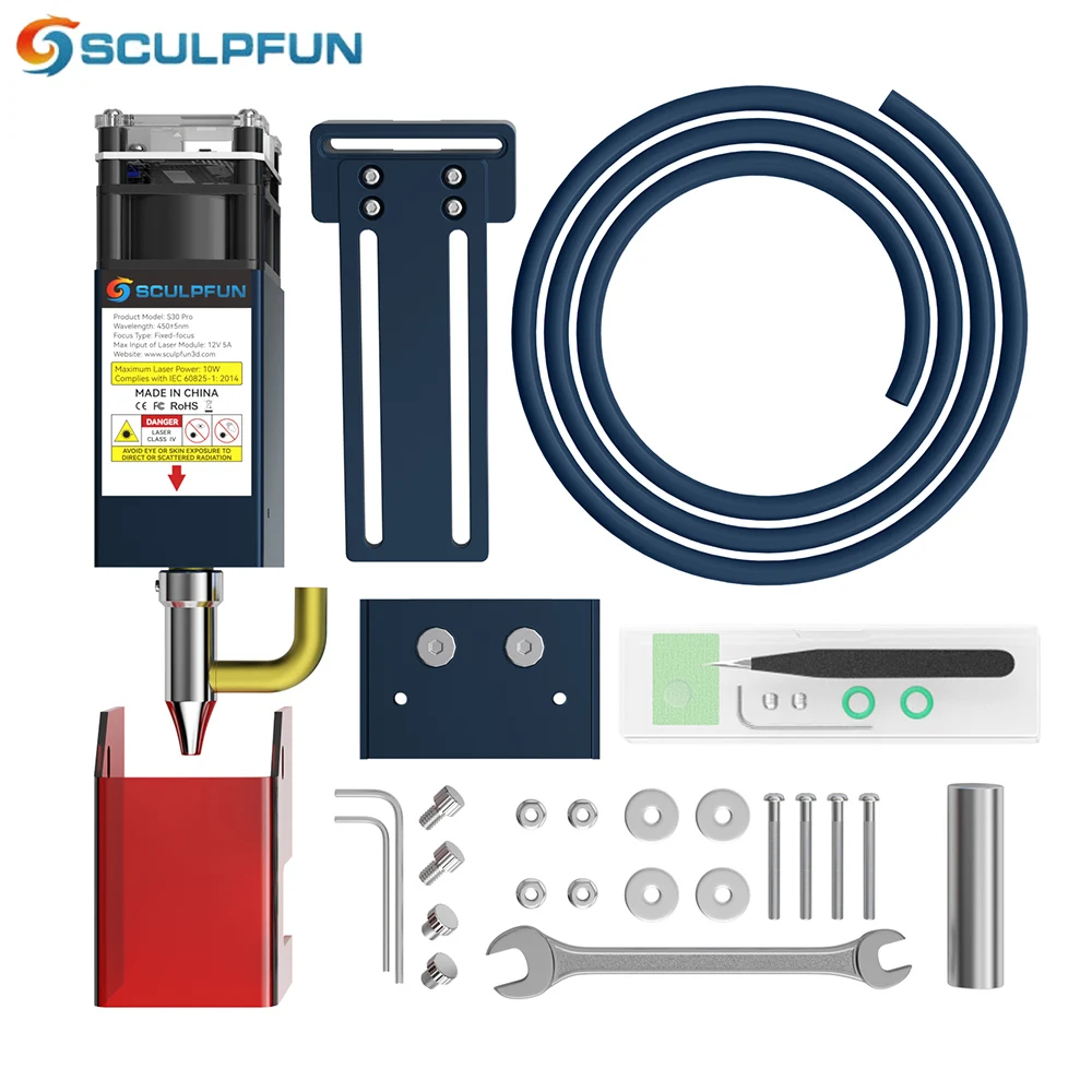 

SCULPFUN S30 Pro10W Laser Module Interchangeable Lens Built-in Air Assist Laser Clean Cutting for Wood Acrylic Cutting Tool