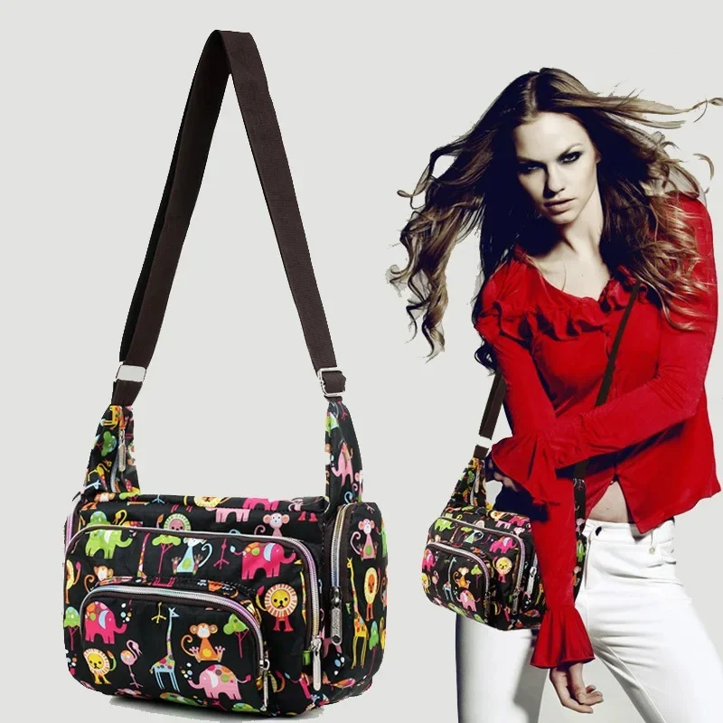 Kobiety Messenger torby torba dla mamy kwiecisty nadruk crossbody ramię płótno torba typu Hobo tkanina nylonowa typu Oxford torebka damska torby na pieluchy — zdjęcie 2