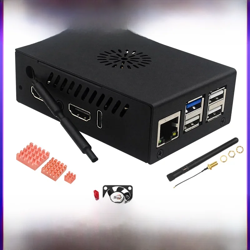 Obudowa Orange Pi 5 Pro Metalowa obudowa Wentylator chłodzący Opcjonalna antena Miedziane radiatory Aktywne pasywne rozpraszanie ciepła Obudowa dla OPi 5 — zdjęcie produktu 7
