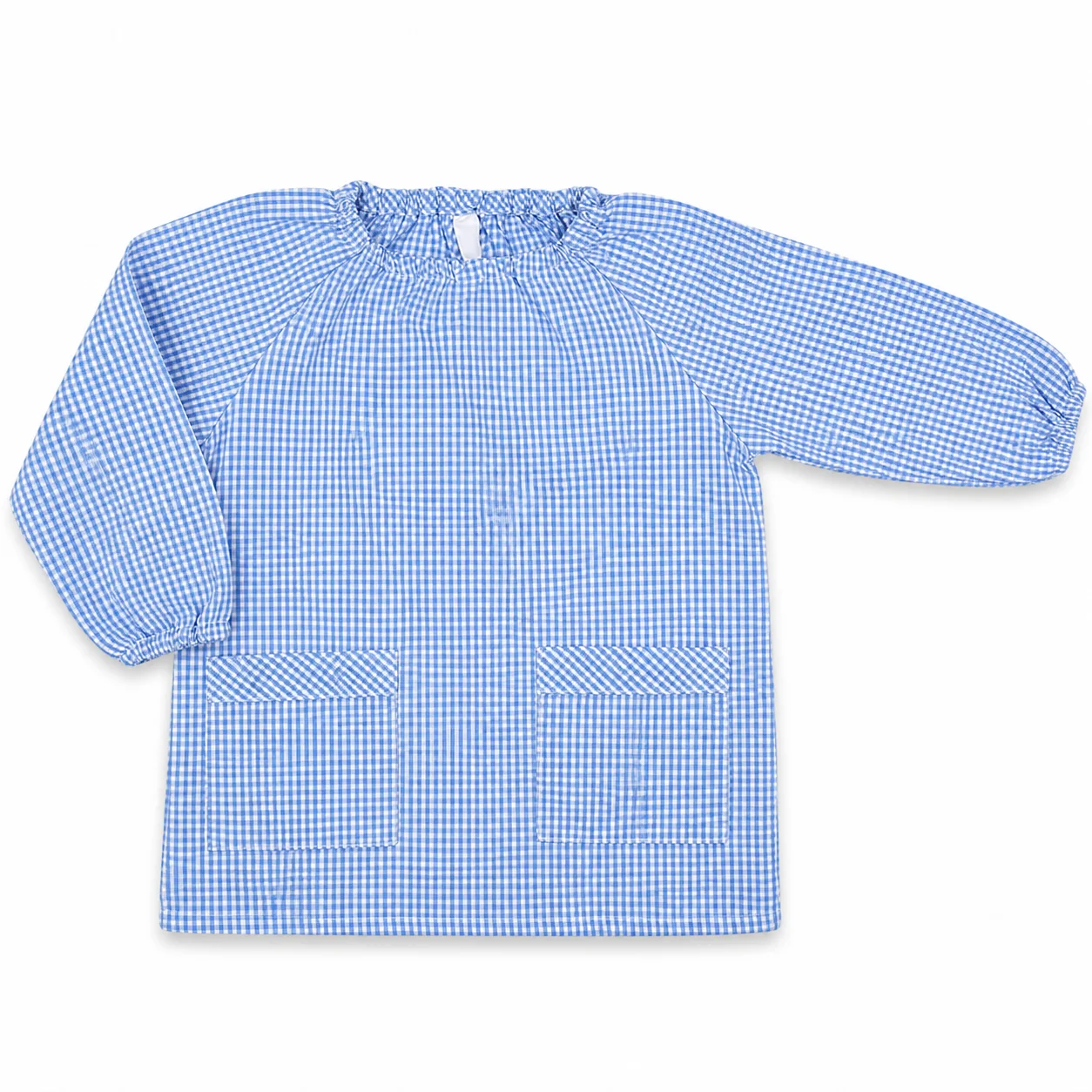Bata Escolar Infantil Babi Cuadros Vichy Sin Botones con Cuello y Puños Elásticos Unisex Niño Niña Guardería Preescolar Colegio Manualidades Pintura Vuelta al Cole Tallas 1-7 Años Varios Colores