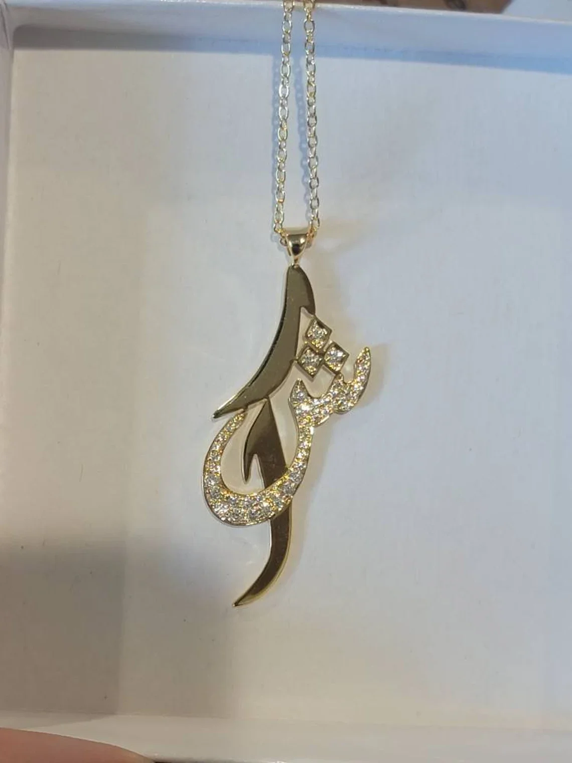 High-end Custom Arabic Letter Necklace Personalized Part Zirconia Stainless Steel Arabic Pendant Islamic Jewelry For Girls