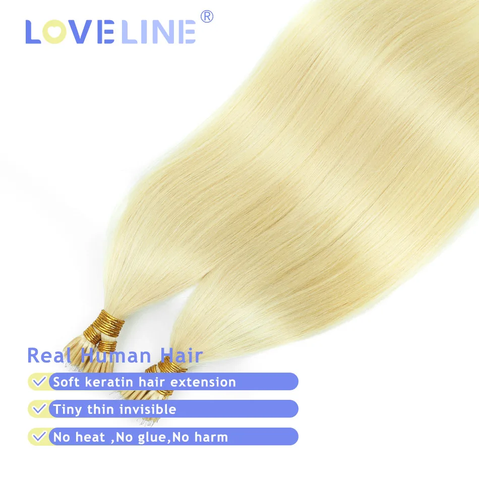 Rambut LOVELINE lurus Nano cincin Virgin Remy ekstensi rambut ujung Nano 14-24 inci 1g/untai mikro manik fusi rambut