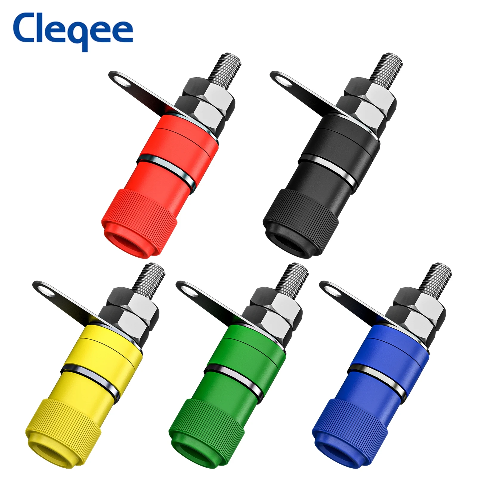 Cleqee 10pcs Binding Post Nut 4mm Banana Socket Banana Plug Jack for Electrical Connector Terminal DIY Accessories