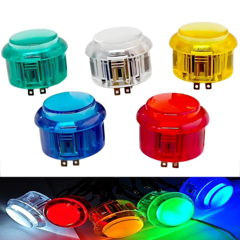 Bouton poussoir de lumière d'arcade 4.2 par LED, manette de jeu en plastique transparent, bouton de jeu à pièces, machine d'arcade bricolage, 5V, 30mm, 24mm