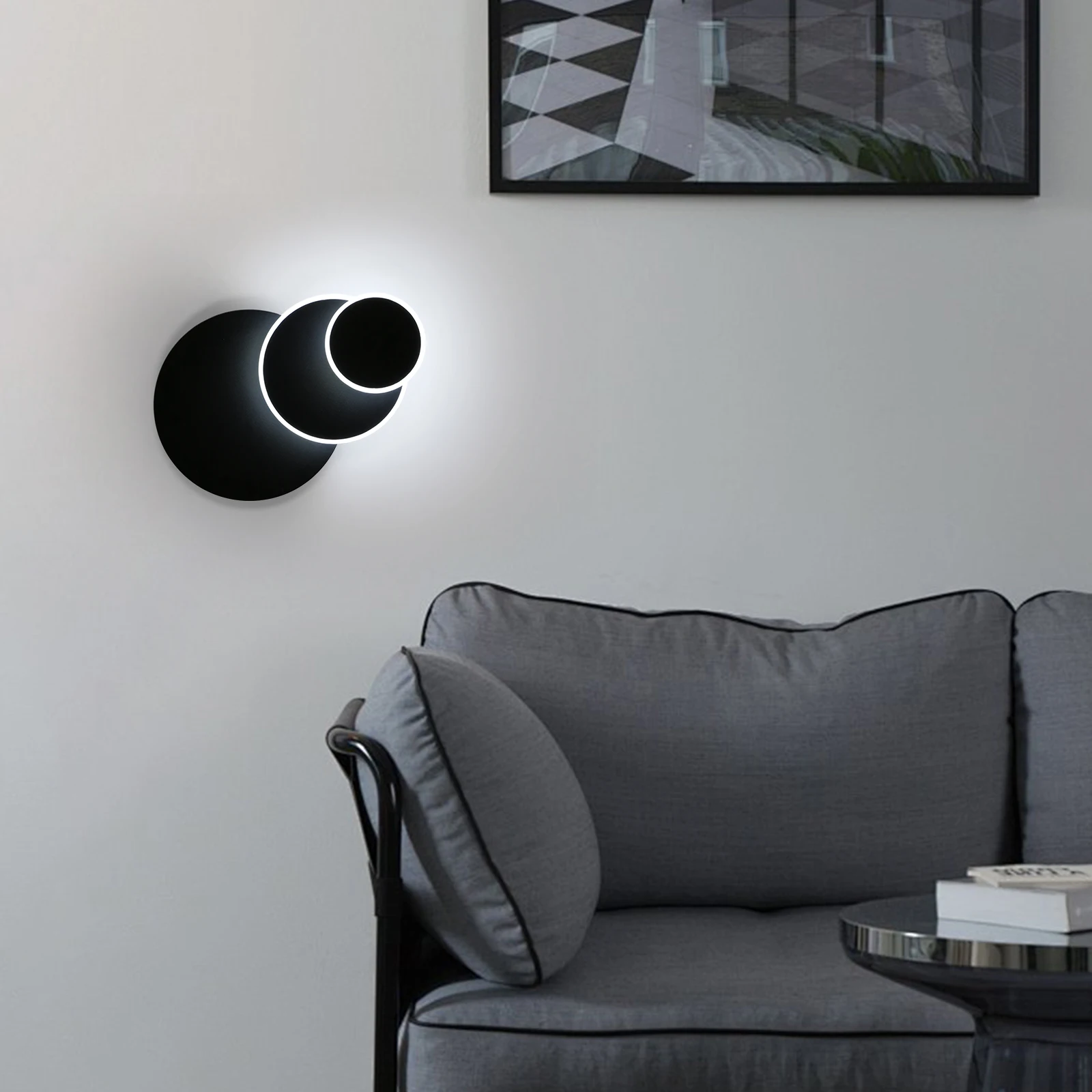 Dreifach drehbare Wandleuchte, moderne LED-Wandbeleuchtung, 360 Grad drehbare runde Wandlampe, kompatibel mit Inneneinrichtung – Detail 7
