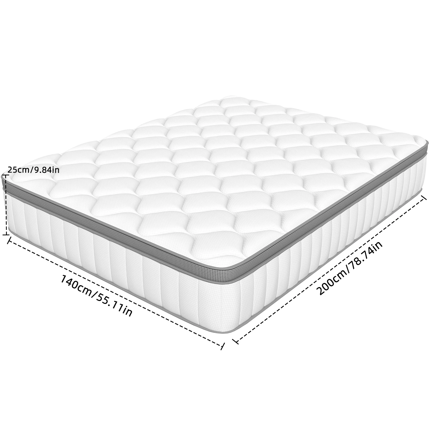 Hiazurm matras 140x200, matras met pocketveringkern, 7-zone matras met veringkern, gemiddelde hardheid, en meer stabiel, ademend - afbeelding 1