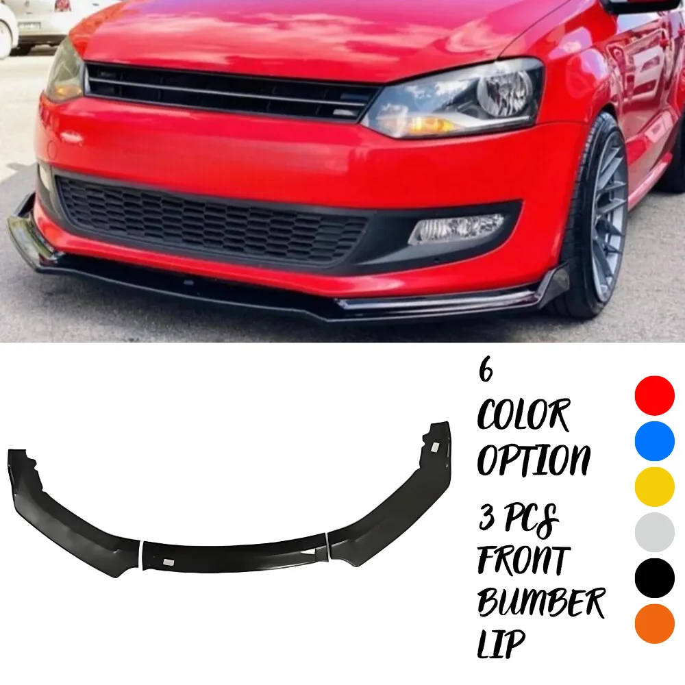 3 Pcs Front Bumper Lip For Volkswagen Vw Polo 6R 6C Body Kit Car Accessories Spoiler Splitter Diffuser Flap Sport Exterior Parts