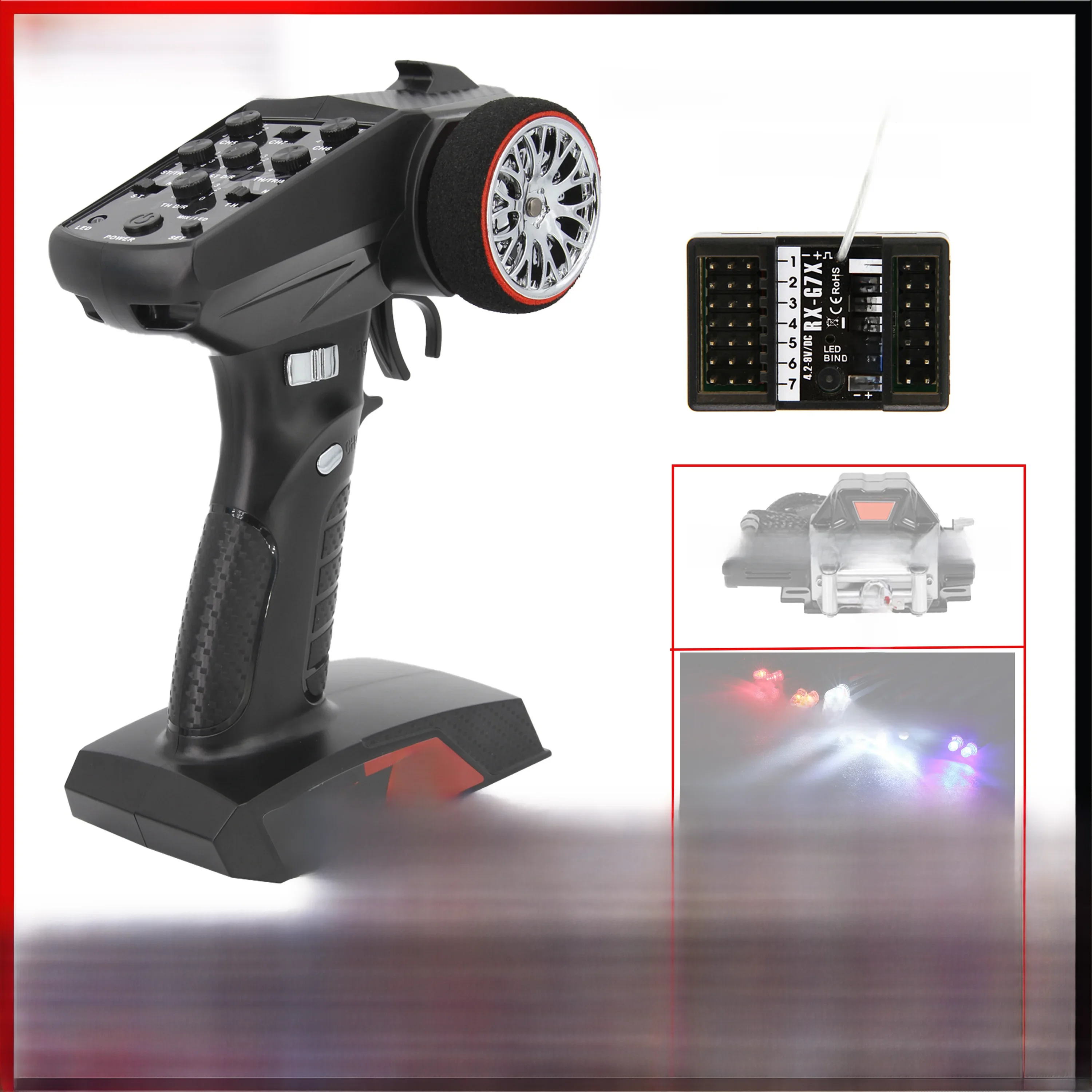 NEEBRC 2.4 GHZ 7CH émetteur système Radio émetteur télécommande/système de contrôleur de lumière LED récepteur pour bateau de voiture RC