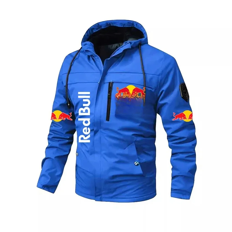AliExpress 2025 New Retro Style Red Bull Motorcycle Jacket Racing Suit Windbreaker Outdoor Sports Cycling Jacket Men's Training Tops Coat