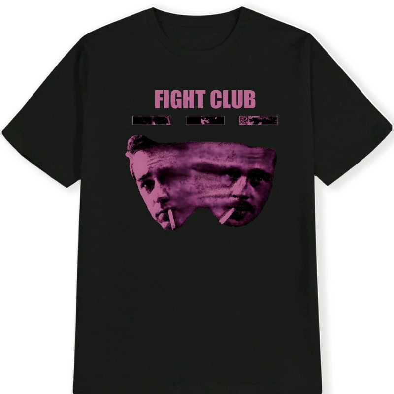 

Fight Club Men's Pure Cotton T-Shirt with Three Small Fashion Glasses Print Round Neck Short Sleeve Casual Top