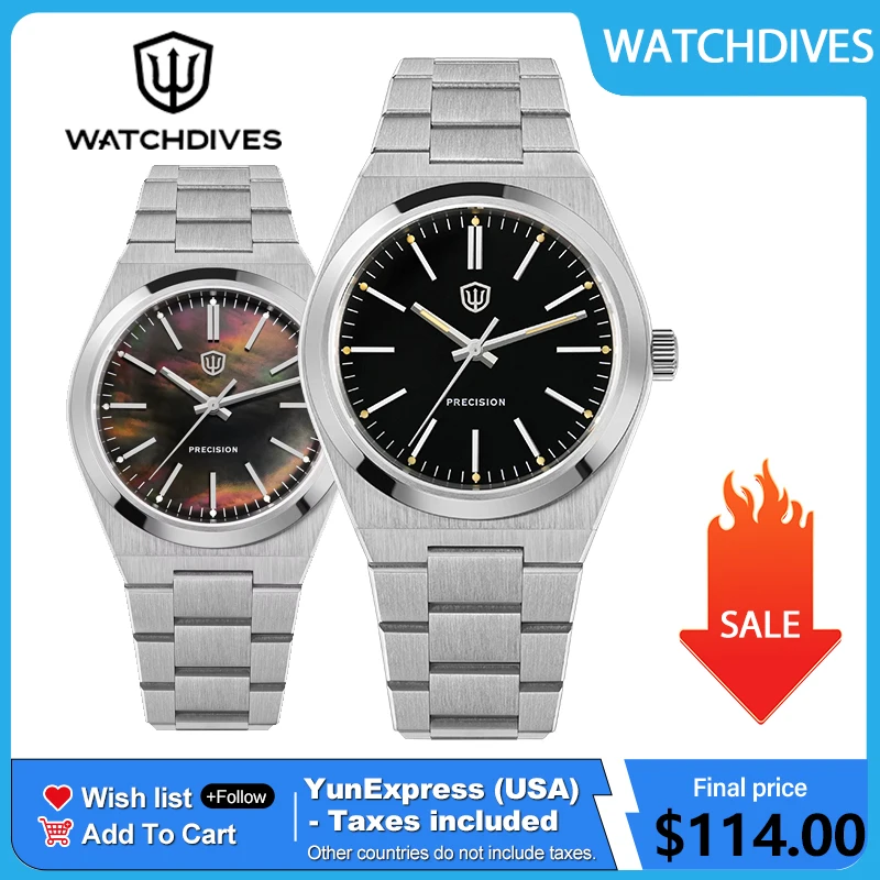 

Кварцевые часы Watchdives VH31 с механизмом Sweep Movement, новые роскошные часы с сапфировым стеклом, 37 мм, BGW9, светящиеся, водонепроницаемые до 100 м, мужские часы