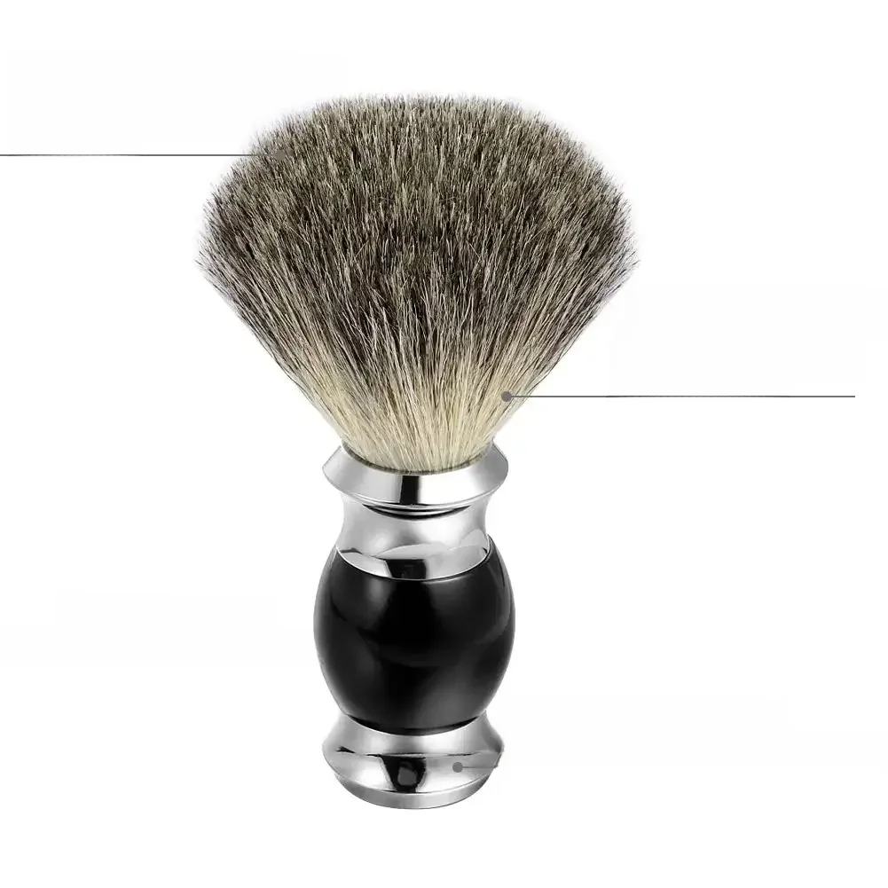 Szczotka do golenia Premium Badger Hair z elegancką, cienką rączką z żywicy i trwałą podstawą ze stali nierdzewnej do męskich narzędzi do golenia — zdjęcie 2