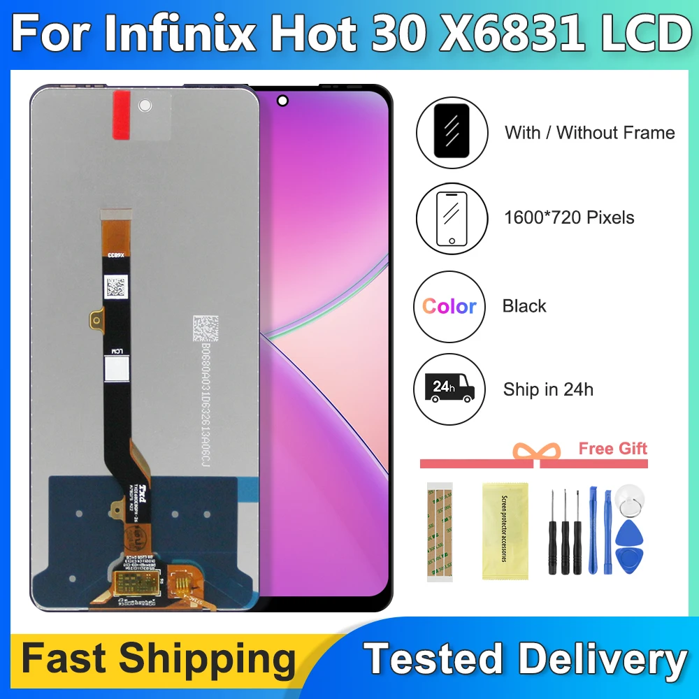 

Tested 6.78" For Infinix Hot 30 X6831 LCD Display Screen Touch Panel Digitizer Sensor Assembly Replacement Parts