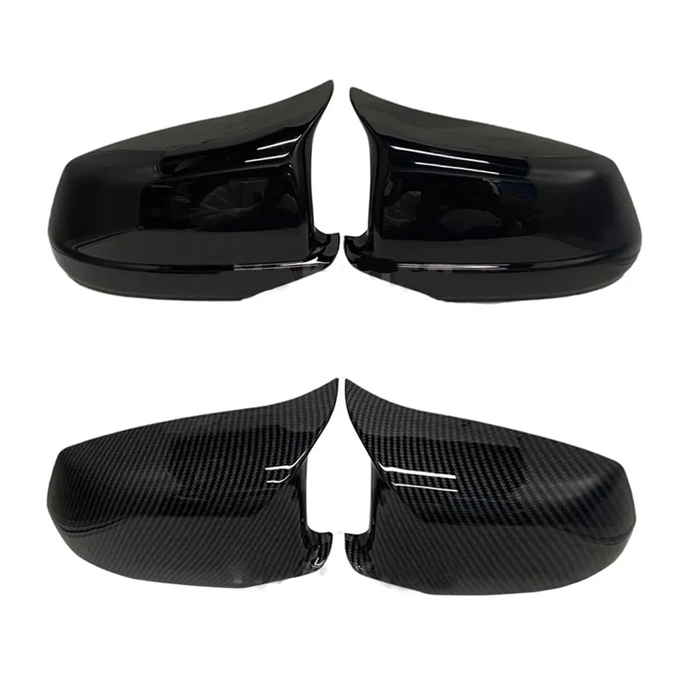 2pcs Car Mirror Cover for BMW 5 Series F10 F11 F07 GT 550i 2011~2017 ABS Cap Wing Carbon Fiber Black Trim Shell Part Accessories