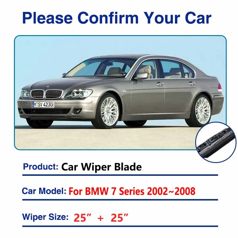 Do BMW serii 7 E65 E66 2002 ~ 2008 2007 2006 Pióro wycieraczki samochodowej Przednia szyba Guma Czyszczenie Akcesoria samochodowe Naklejka