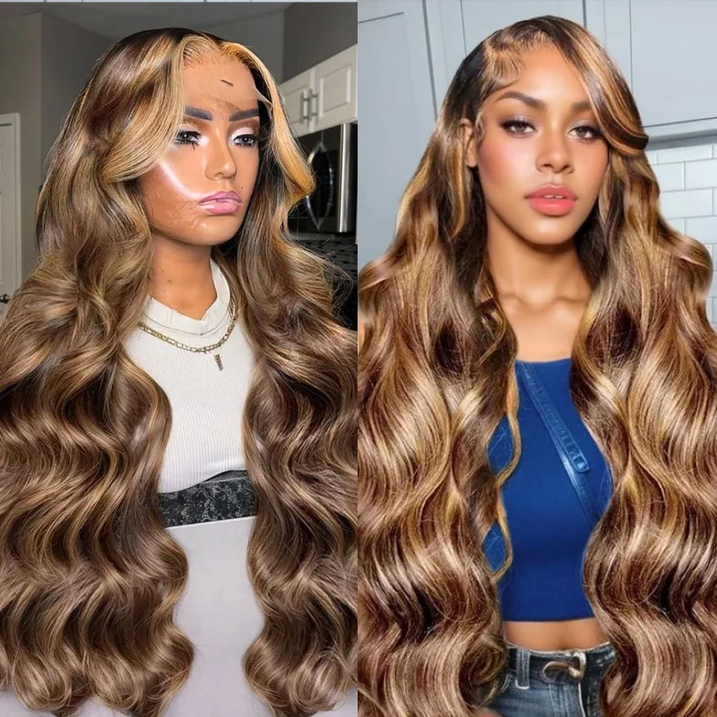 30 40Inch Highlight 13x6 Lace Ffrontal Wig Human Hair 13x4HD Lace Frontal Wig Body Wave Human Hair Wigs For Black Women