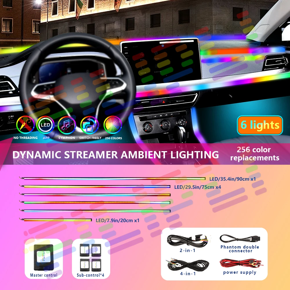 

FILIPLI Interior Ambient Lights linterna led recargable Hidden light strip 12V Mobile APP control comfort Personalized