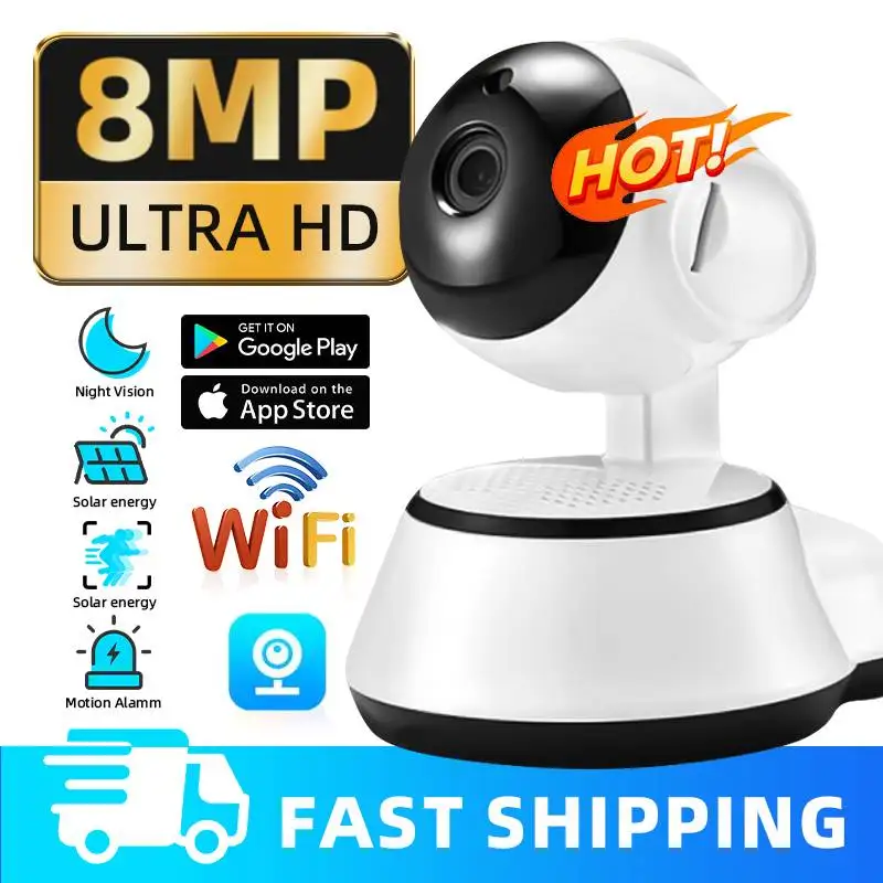 

8MP Wifi IP Camera HD PTZ AI Human Tracking Surveillance Camera Two-way Audio Night Color CCTV Home Wireless Security Monitor