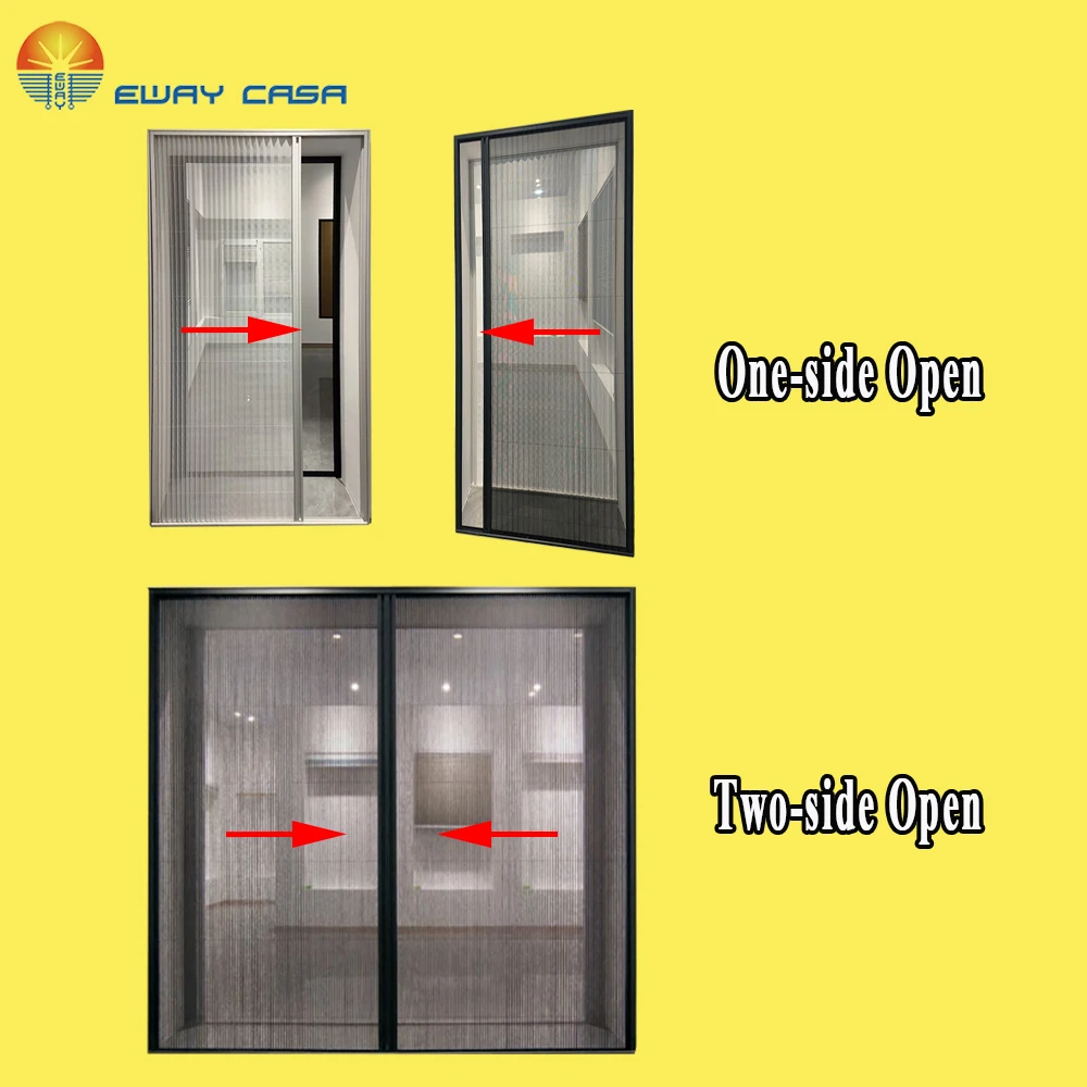 Custom Retractable Fly Screen for Sliding Doors Windows Opening Ways
