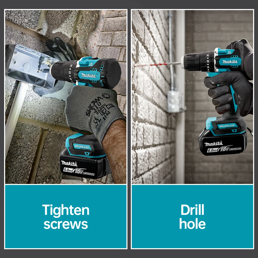 الأصلي ماكيتا DDF487 18 فولت سائق لاسلكي الحفر فرش الكهربائية تأثير مفك قابلة للشحن أداة السلطة الأصلي 18 فولت