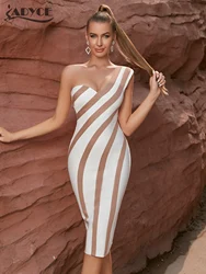 Adyce Summer Women Bandage Dress 2024 Sexy One Shoulder Patchwork Sleeveless Nightclub Celebrity Evening Party Dresses Vestidos