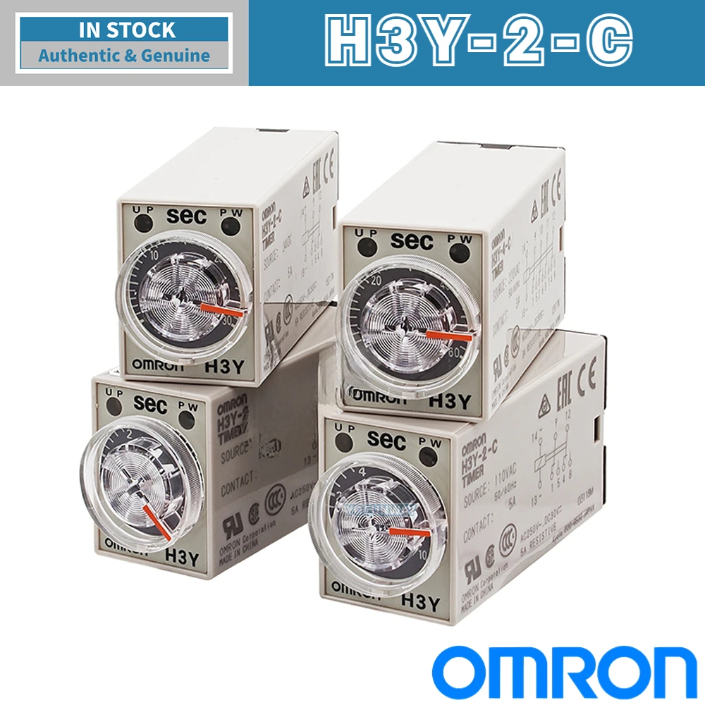 Przekaźnik czasowy OMRON H3Y-2-C, nowy, oryginalny, autentyczny, z Japonii, AC220V DC24V, dostępne ustawienia od 1 sekundy do 30 minut.