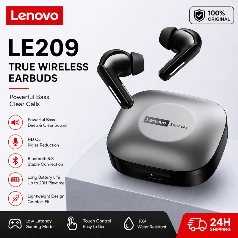 New Lenovo LE209 Wireless Upgrade Bluetooth 6.0 Earphone Noi