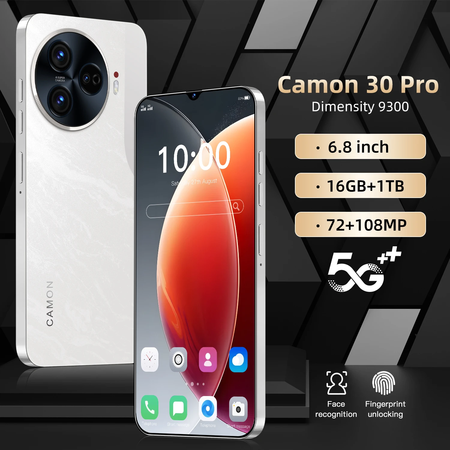 2025 NEW Camon 30 Pro Smartphone 5G 6.8inch HD 16G+1T Cellphones Dual SIM Original Mobile phones 6800mAh Unlocked 108MP Camera