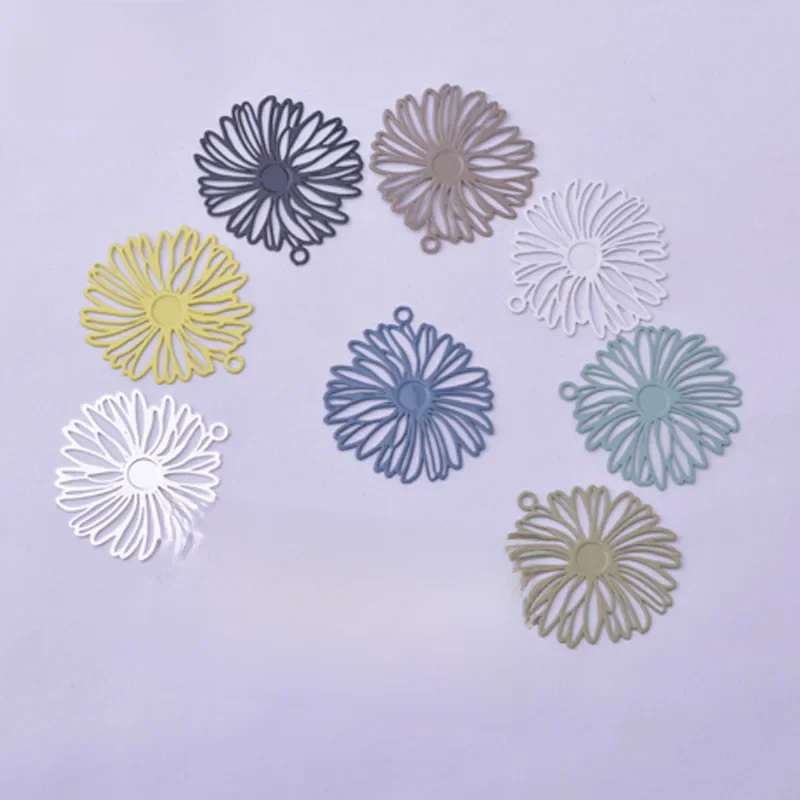 LIPPO 50 pcs AC11617 25*26mm chrysanthème pendentif fleurs charmes boucle d'oreille résultats 3