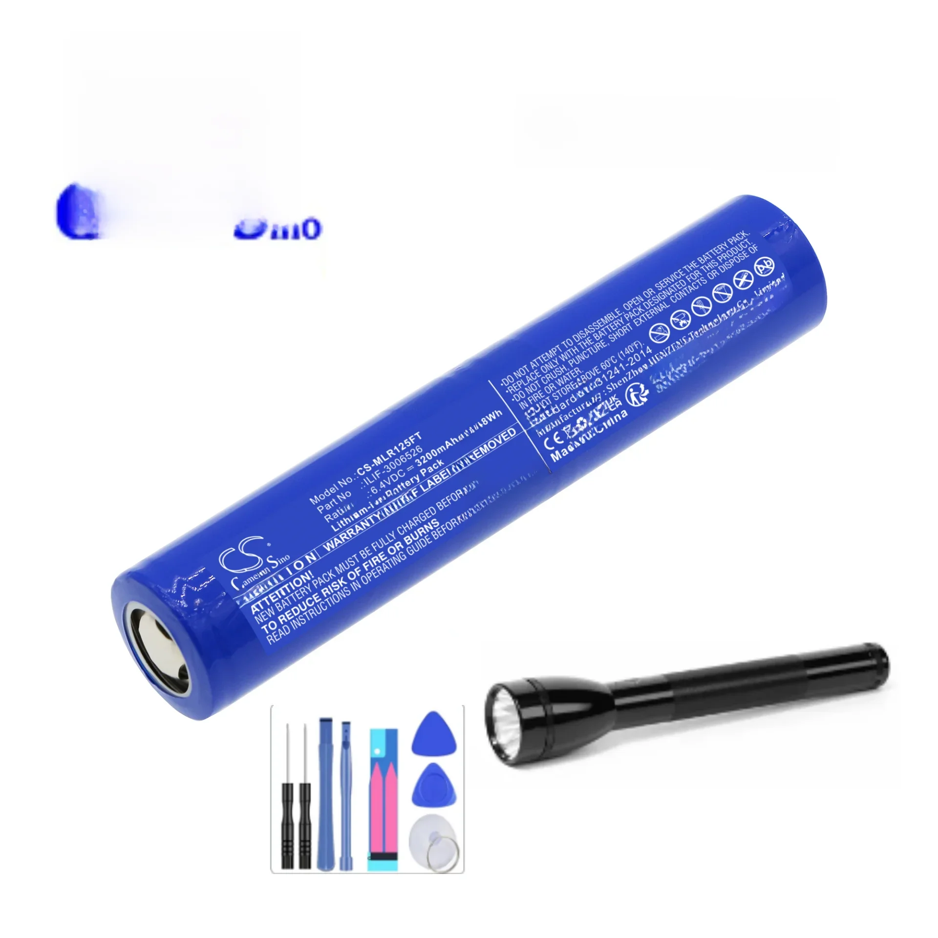Bateria da lanterna elétrica para Maglite, azul, Li-ion, ILIF-3006526, ML125, ML150LR, ML150LRX,