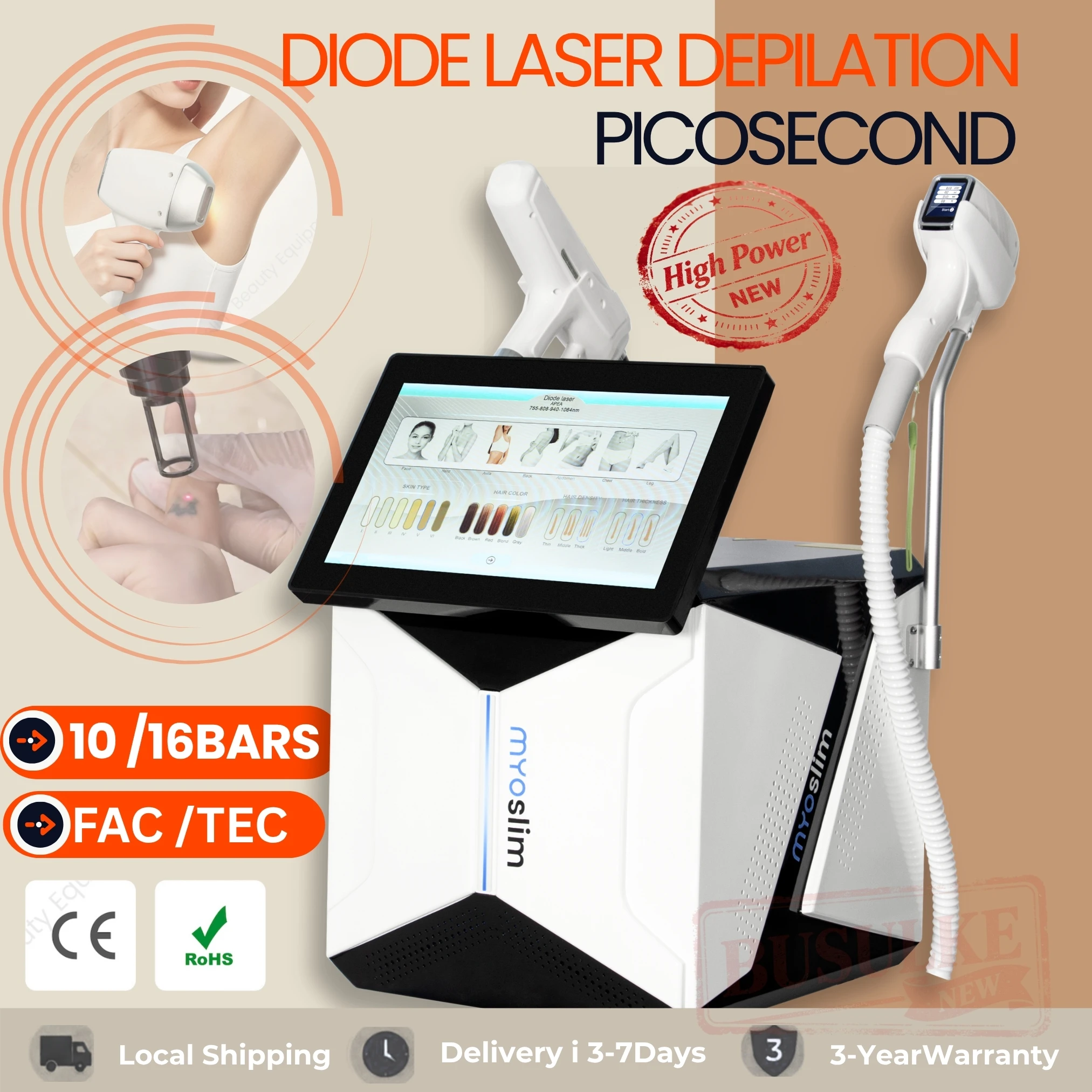 High Power 808nm Diode Ice Cooling Hair Removal Machine 2 in 1  Picosecond Tattoo Fading Beauty Salon Studio Equipment