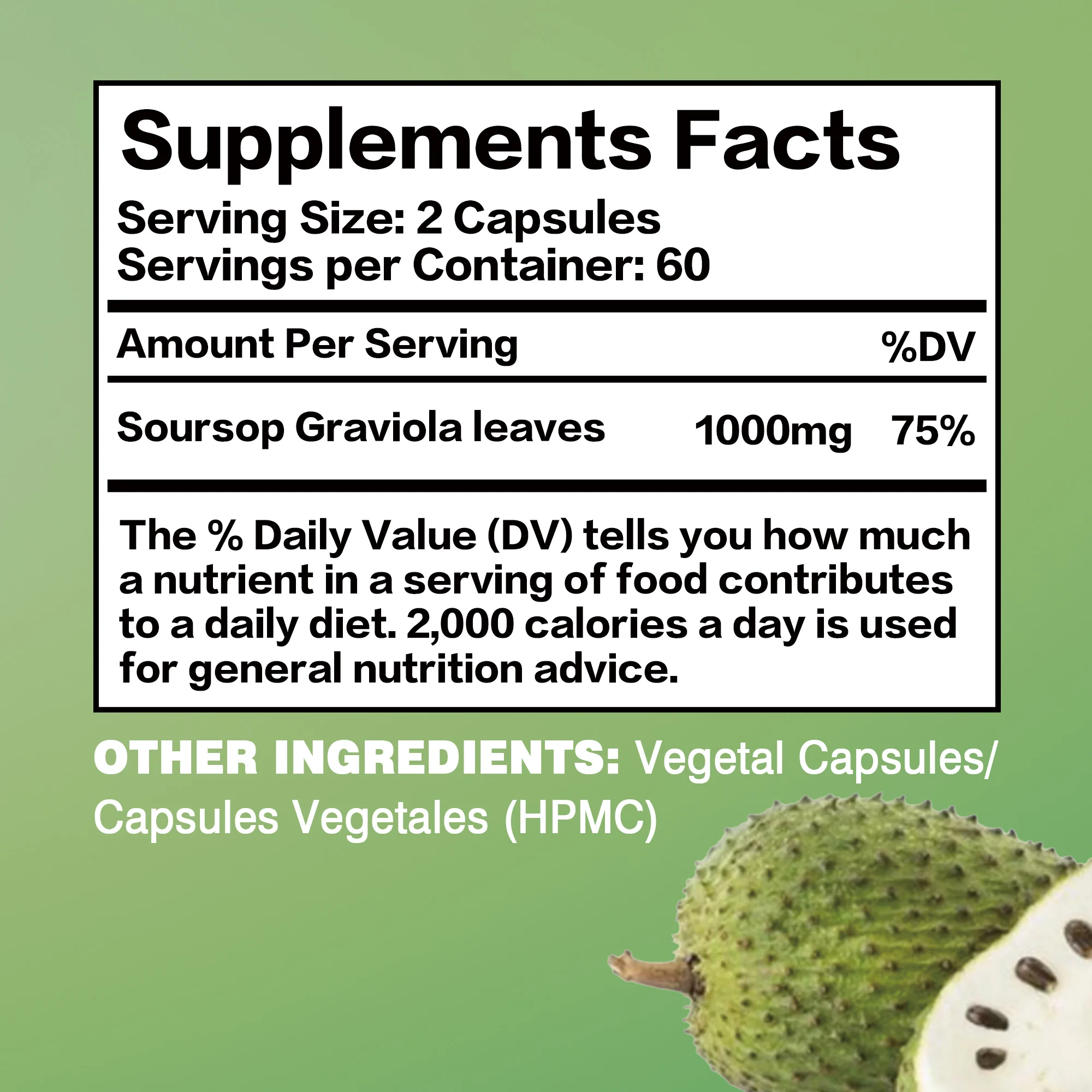 Soursop Graviola - Powerful Antioxidant, Promote Digestion & Cellular Health, Strengthen Immunity - 120 Capsules