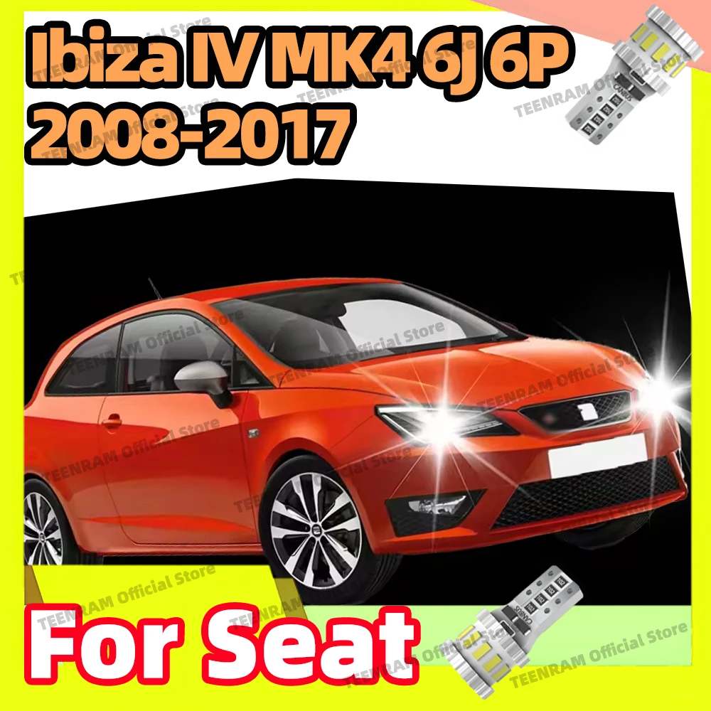 2x T10 LED Car Parking Lights 168 Wedge Side License Plate Lamps For Seat Ibiza IV MK4 6J 6P 2008 2009 2010 2011 2012 2013-2017